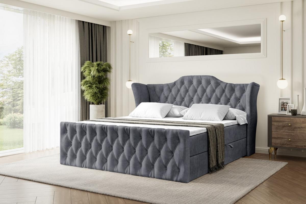 BOXBETT VILA-Z - 140x200 cm - H3 - Dunkelgrau - Dunkelgrau, Holzwerkstoff (140/200cm) - ALTDECOR