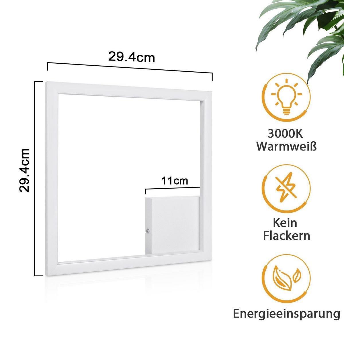 LED-DECKENLEUCHTE Franks 29.4/29.4/3.8 cm - Weiß, Metall (29.4/29.4/3.8cm) - Nettlife