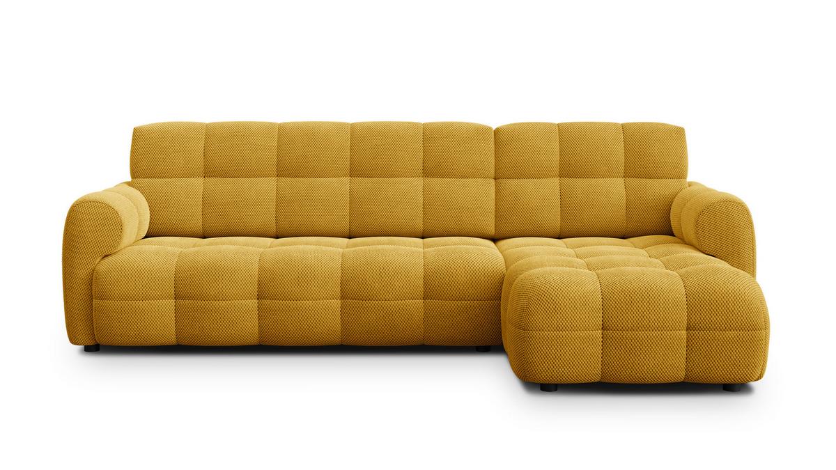ECKSOFA MELLOW 4-Sitzer, safran - Gelb/Schwarz, Holz/Textil (262/156cm) - Wozimo