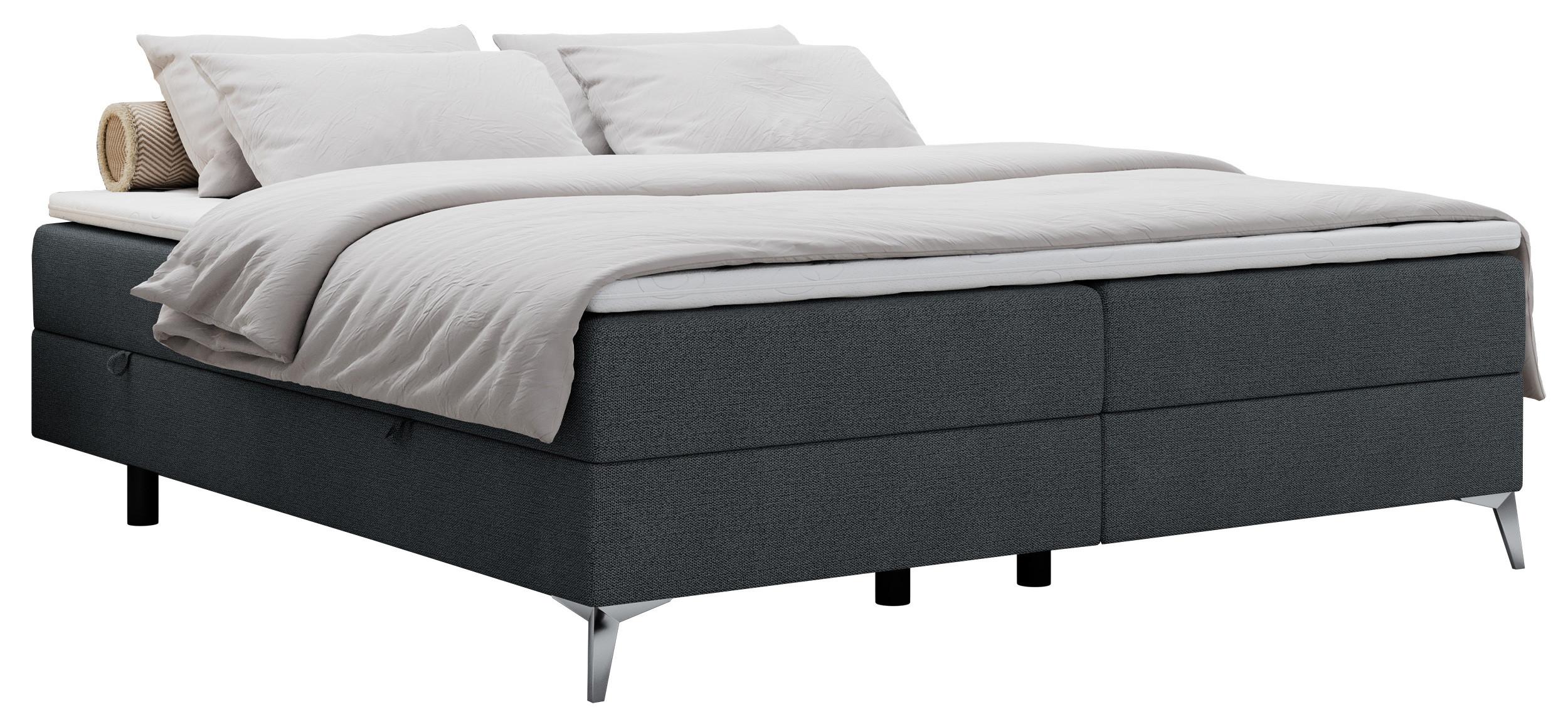 BOXBETT LESS 120/200 Dunkelgrau Struktur - H3 - Dunkelgrau, Holz/Textil (120/200cm) - MKS