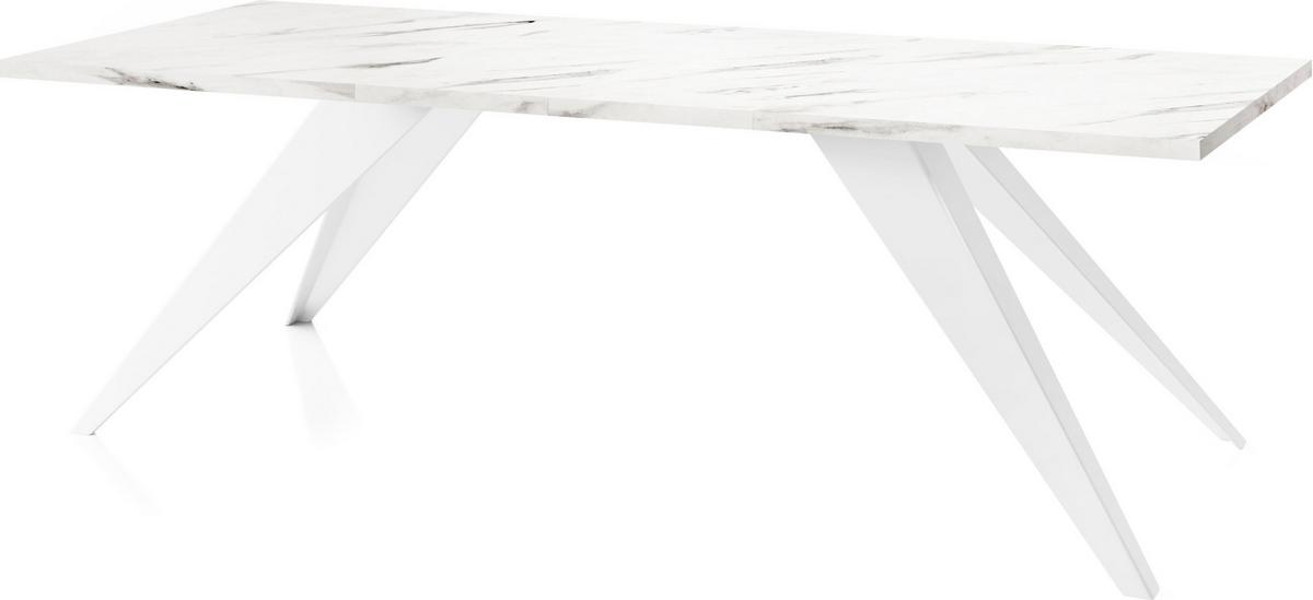 ESSTISCH Vance Weiß rechteckig ausziehbar, Marmor Weiß 140-240/80/76 cm - Ecru/Weiß, Holzwerkstoff/Metall (80/240/76cm) - WFL GROUP