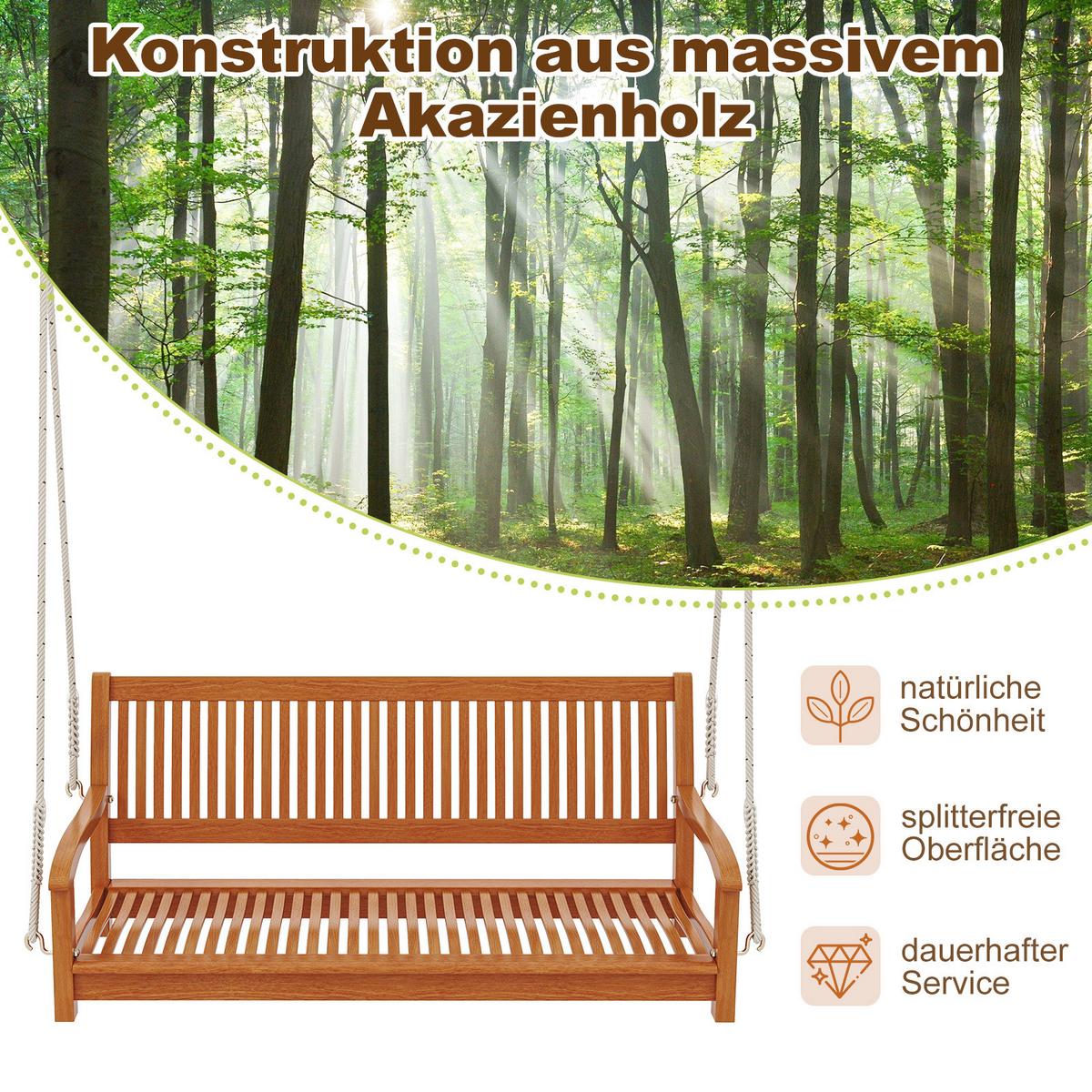 SCHAUKELBANK Natur - Naturfarben, Holz (132/60/62cm) - COSTWAY