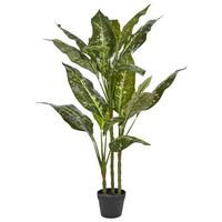 KUNSTPFLANZE im Blumentopf 110 cm Grün/Schwarz Dieffenbachia - Schwarz/Grün, Kunststoff (110cm) - Beliani