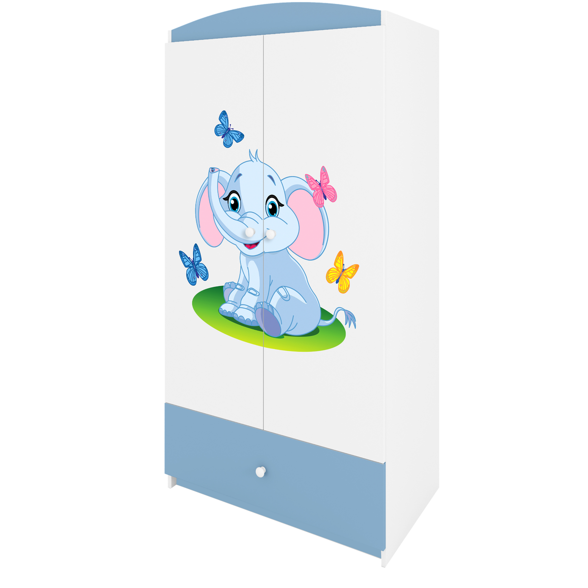 KINDERKLEIDERSCHRANK Elefant - Blau, Holzwerkstoff (90/175/52cm) - RAUMHIRSCH FURNITURE