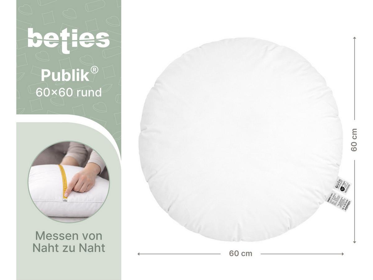 FEDERKISSEN Publik rund 60 cm Ø - Creme, Textil (60/60cm) - beties Heimtextil