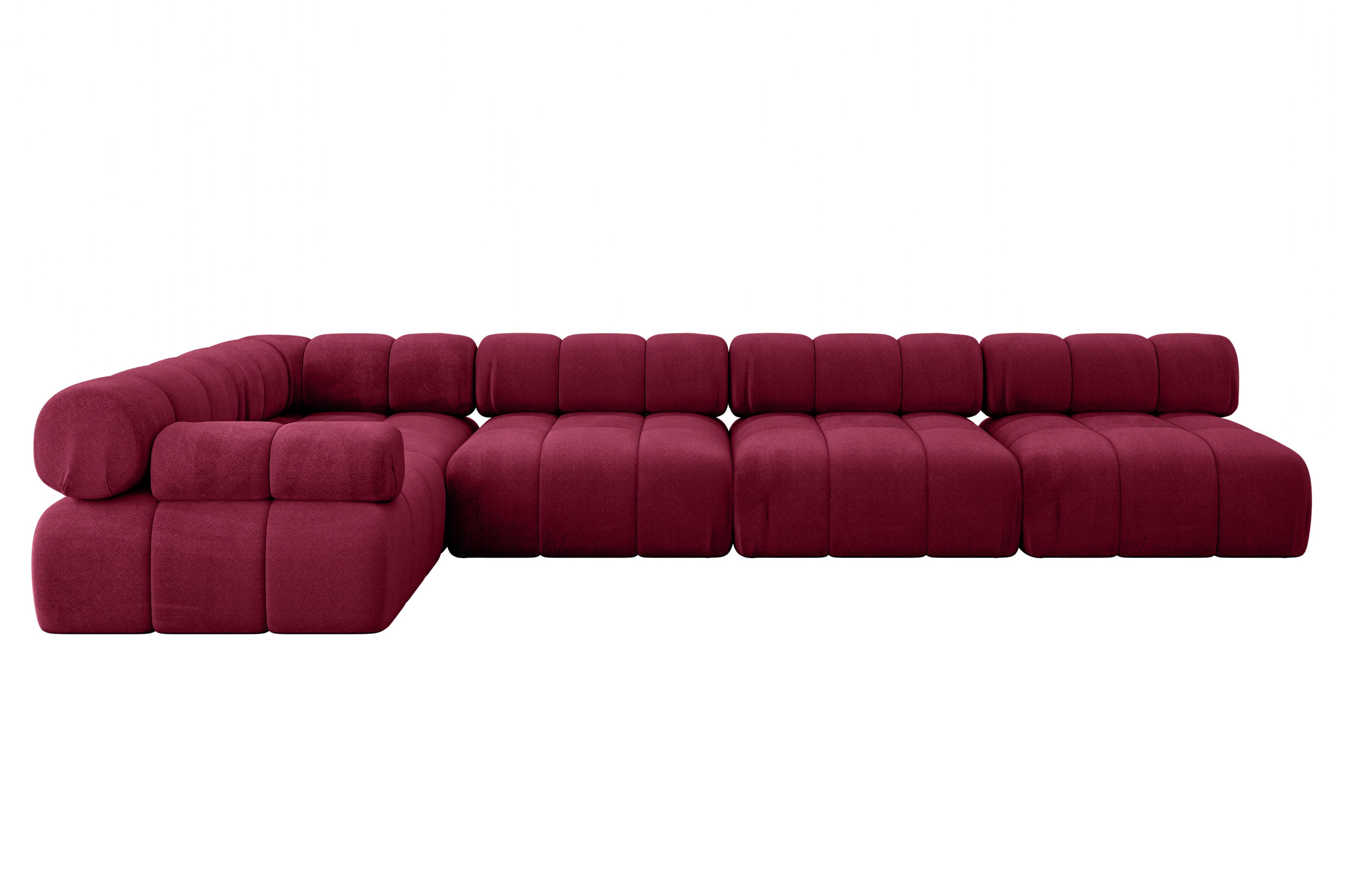ECKSOFA modulares Sofa Mende-L3 - 380x190x70 cm Bordeauxrot Velours - Bordeaux, Holzwerkstoff/Textil (380/190cm) - ALTDECOR