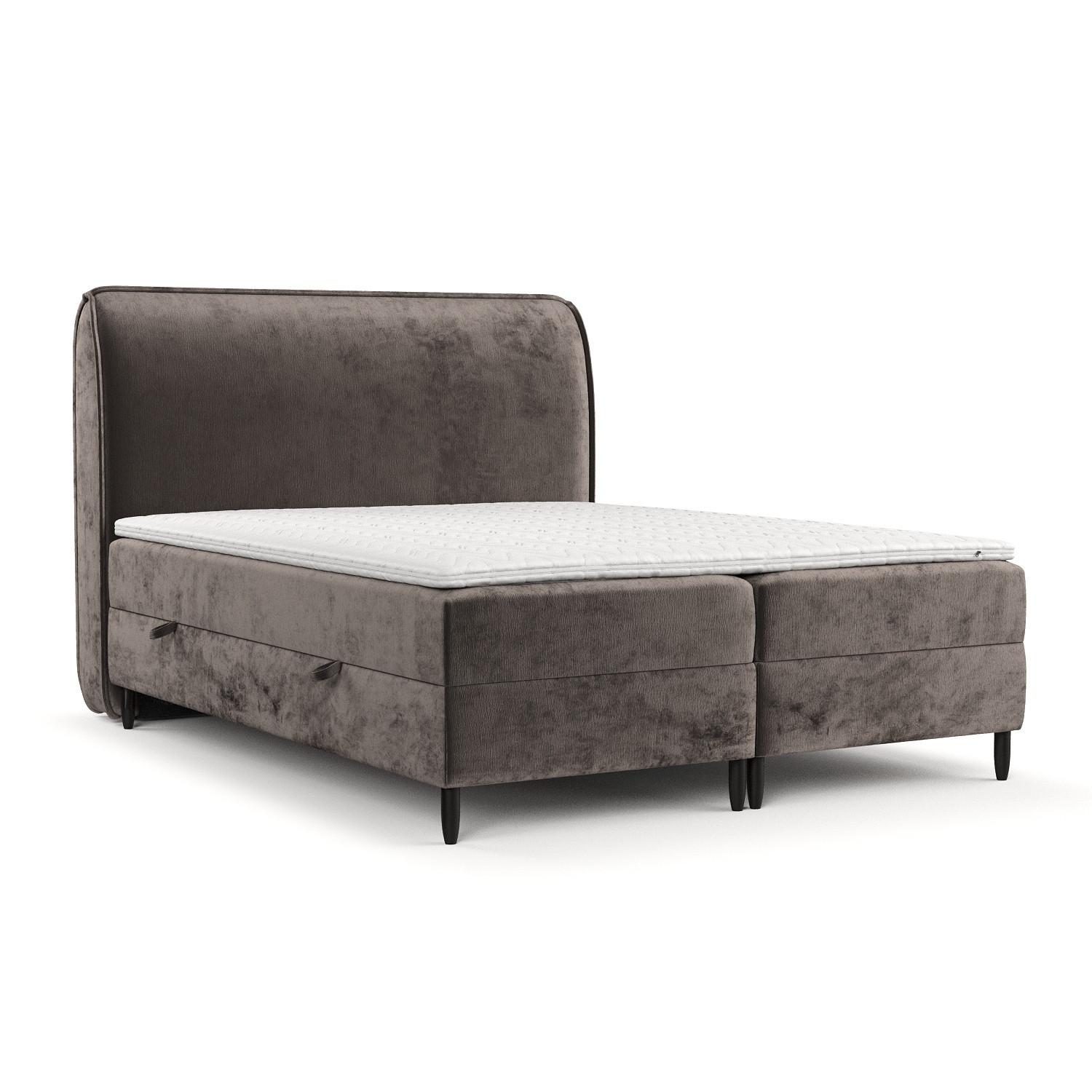 BOXBETT Lunaro 160/200 cm Braun im Lotta Stoff - Schwarz/Braun, Holz/Holzwerkstoff (160/200cm) - AltaBeds