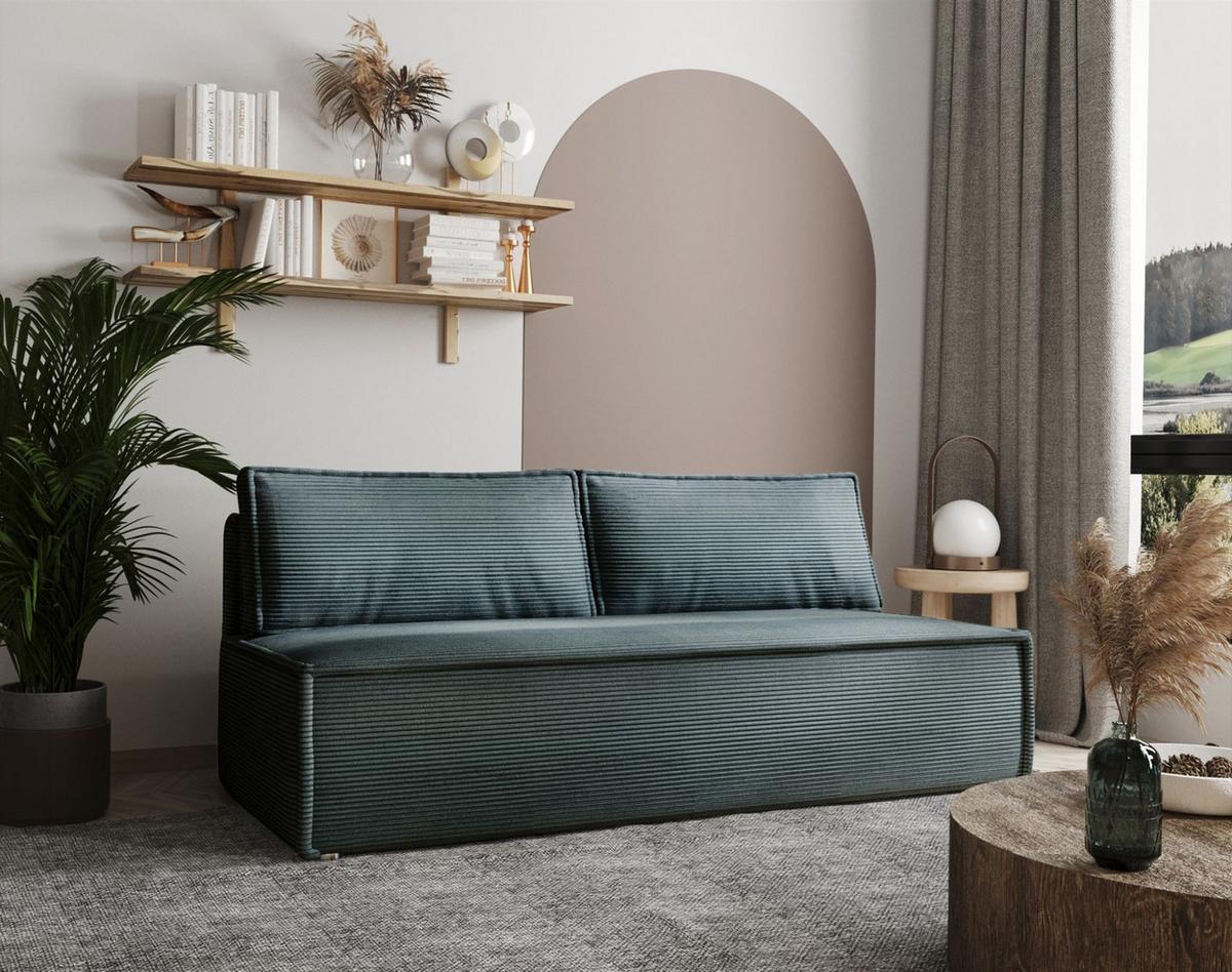 SCHLAFSOFA Amanda In Zoom - Blau, Holzwerkstoff/Textil (200/89/100cm) - Fun Möbel