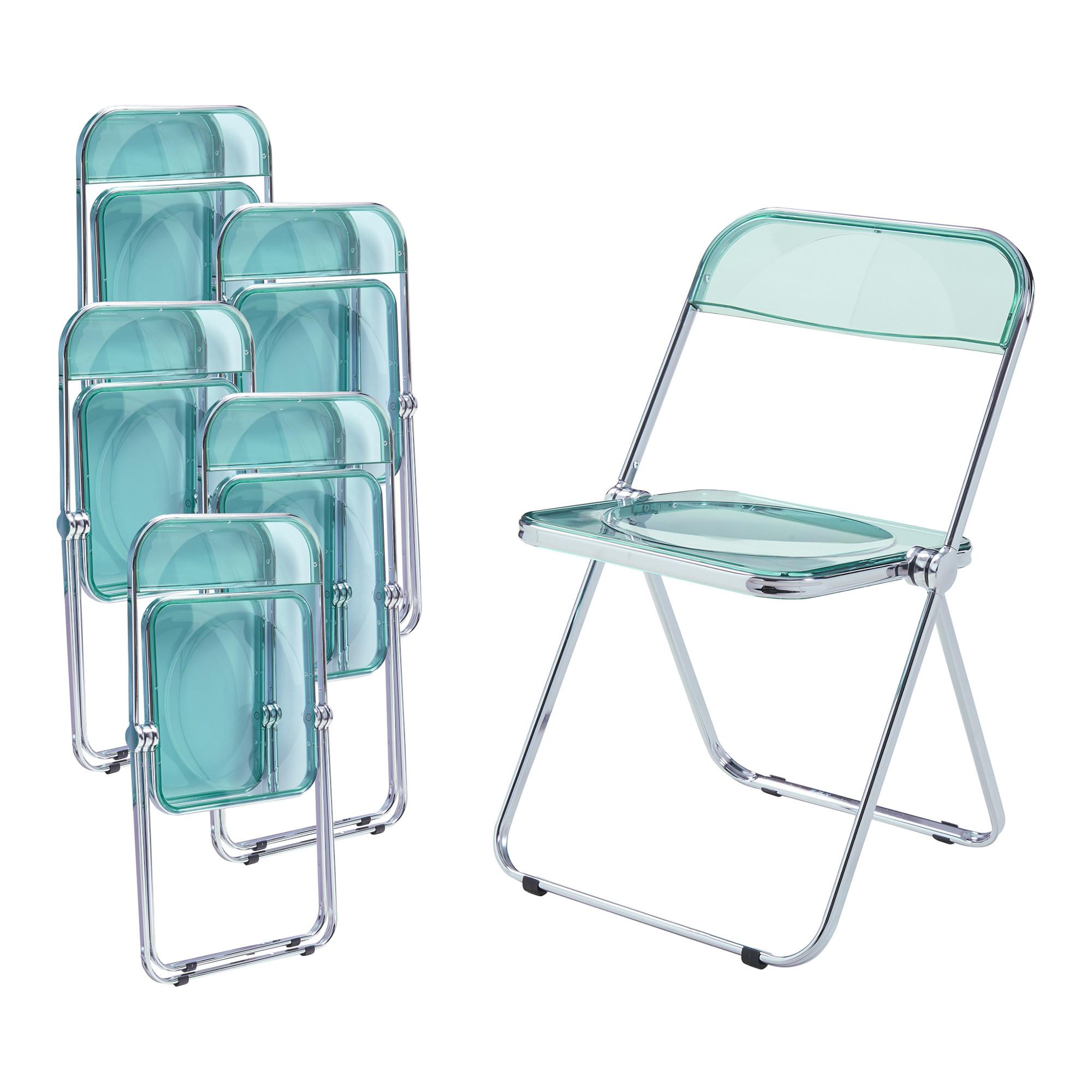 KLAPPSTUHL-SET Pornainen 6 TLG. - Mintgrün, Kunststoff/Metall (46/74/47cm) - [en.casa]