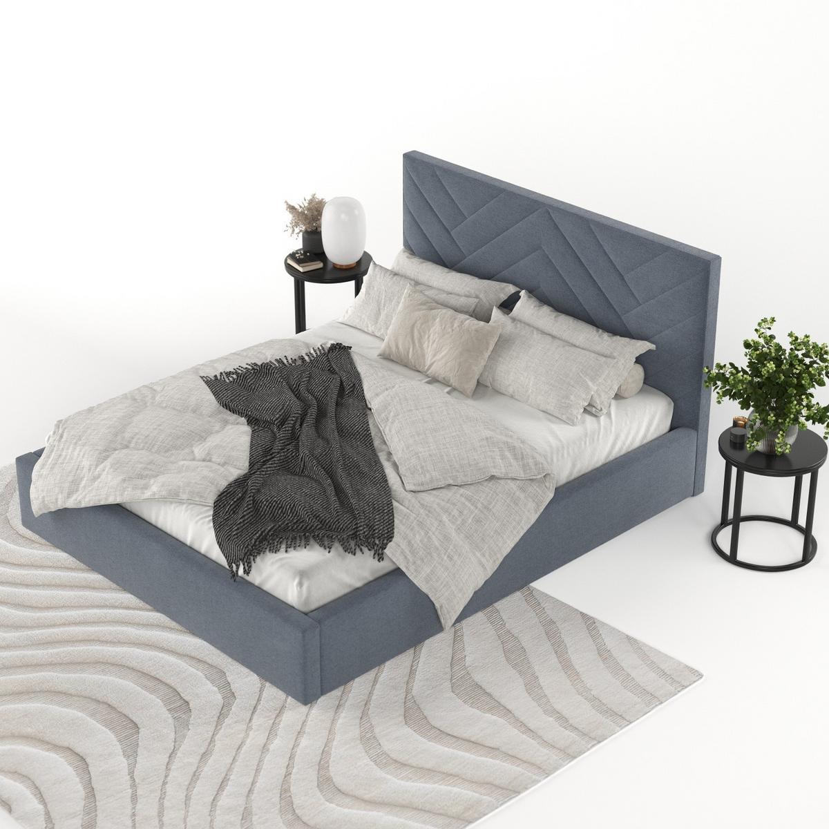 POLSTERBETT Arco 140/200 cm Blau im Asti Stoff - Blau/Schwarz, Holz/Holzwerkstoff (140/200cm) - AltaBeds