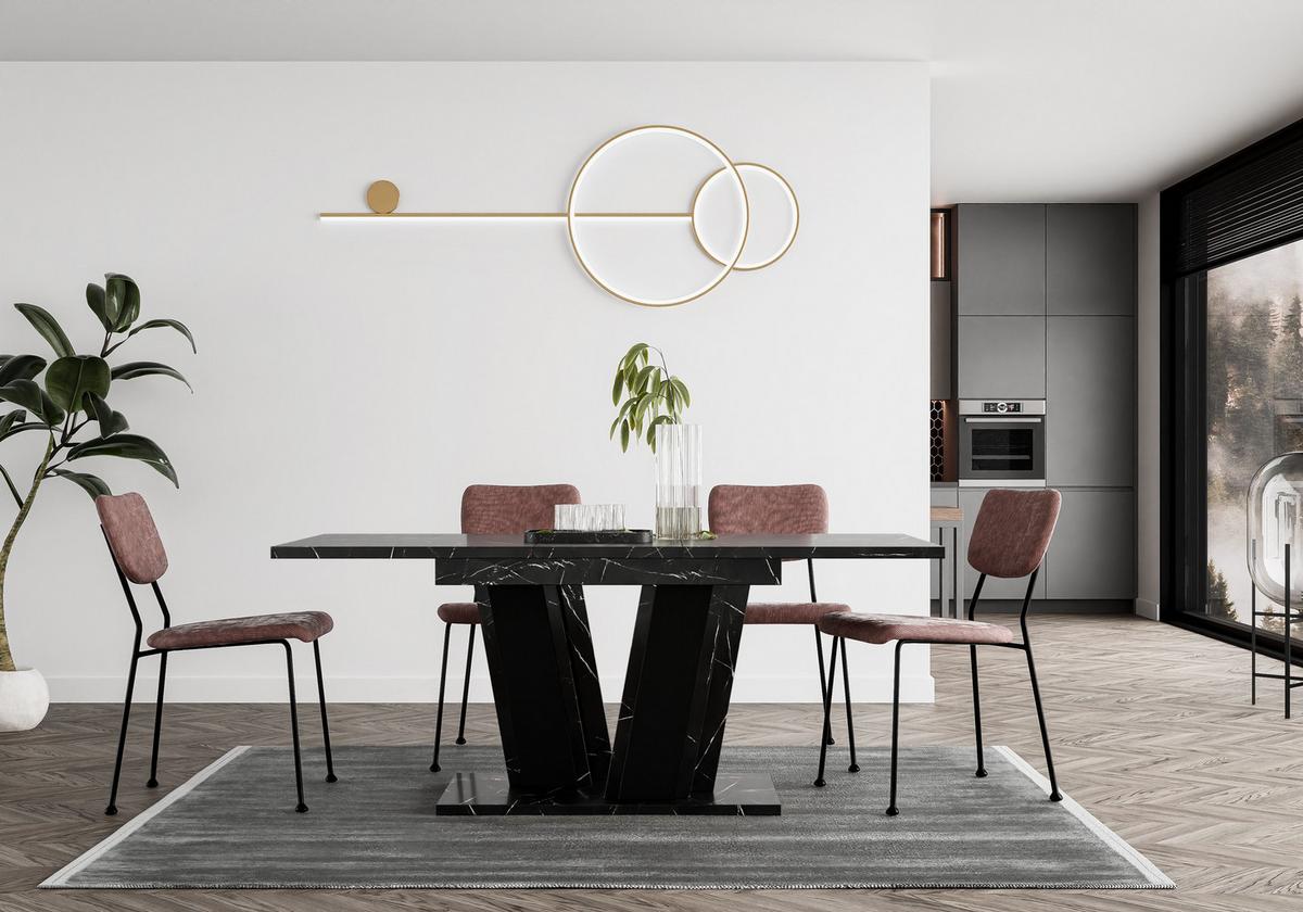 ESSTISCH BORSEN Ausziehbar 120 - 160 / 80 x 76 cm - Hellgrau/Schwarz, Holz (120/80/76cm) - MASSENO