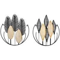 WANDDEKORATION, Eisen, Schwarz+Natur - Multicolor, Metall (3/46/40cm) - HOMCOM