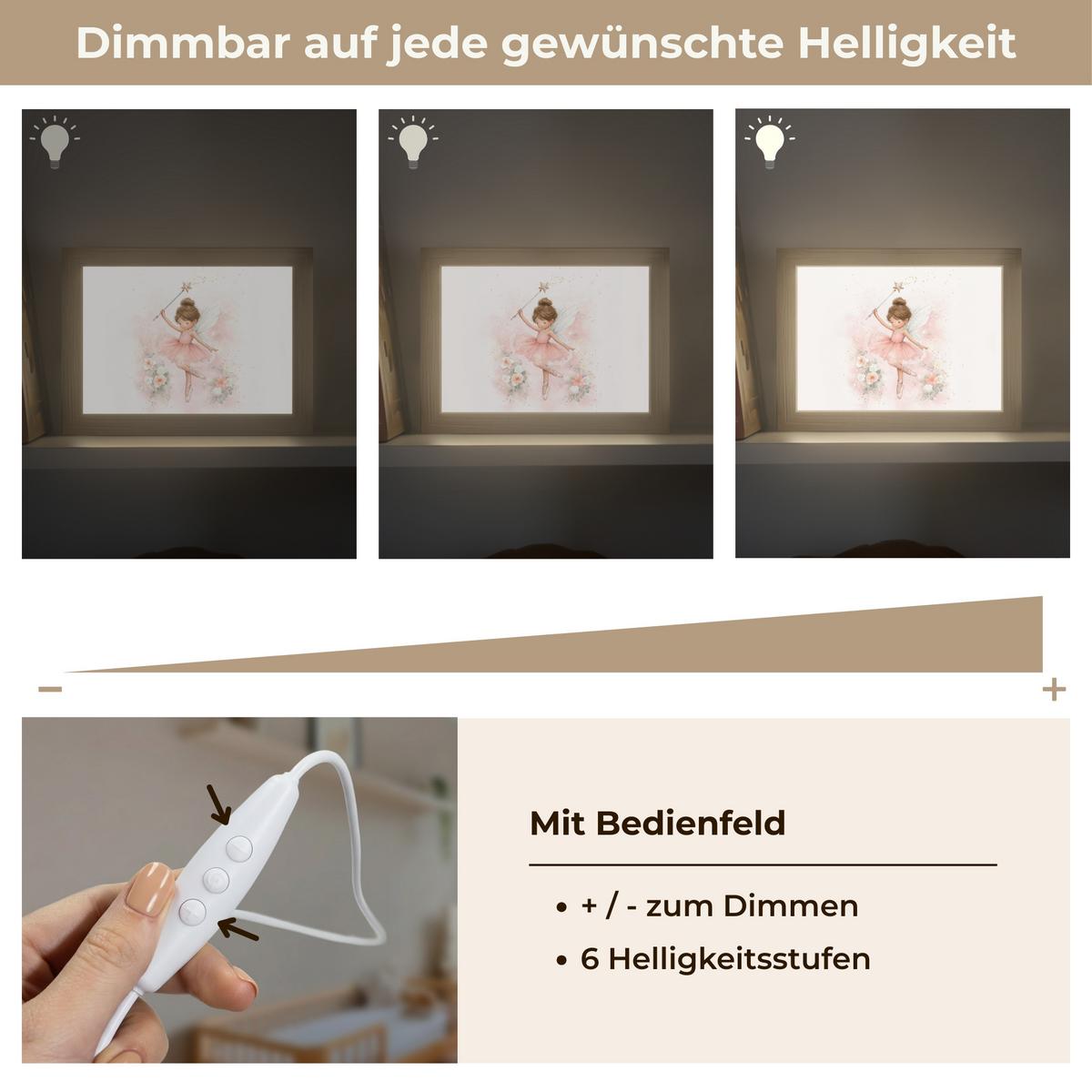 NACHTTISCHLAMPE Ballerina - Fee - Blumen - Rosa 20x15 cm - Rosa, Holzwerkstoff (8/20/15cm) - OnlyWow