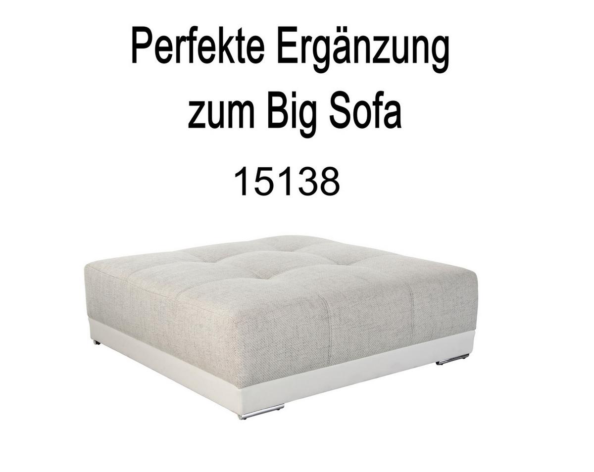 BIG-SOFA Federkern B306/T134/H86 cm, Liegefläche 120x240 cm, Korpus Kunstleder Weiß+Bezug Web-Strukturstoff Grau Beige / 15113 - Chromfarben/Greige, Kunststoff/Textil (306/86/134cm) - luma-home