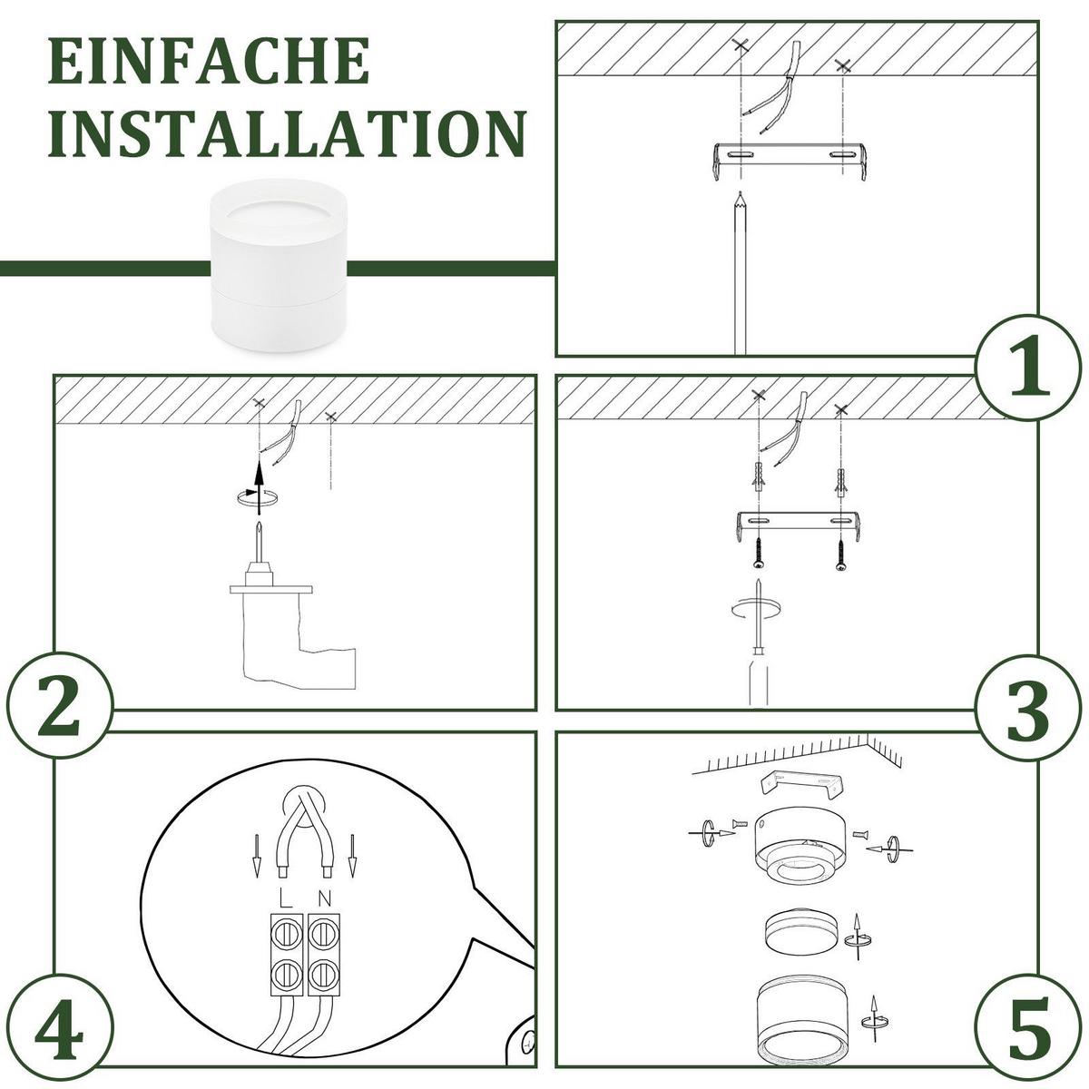 AUFBAULEUCHTE Euskirchen II 8.3/8.3/8.5cm - Weiß, Metall (8.3/8.3/8.5cm) - Nettlife