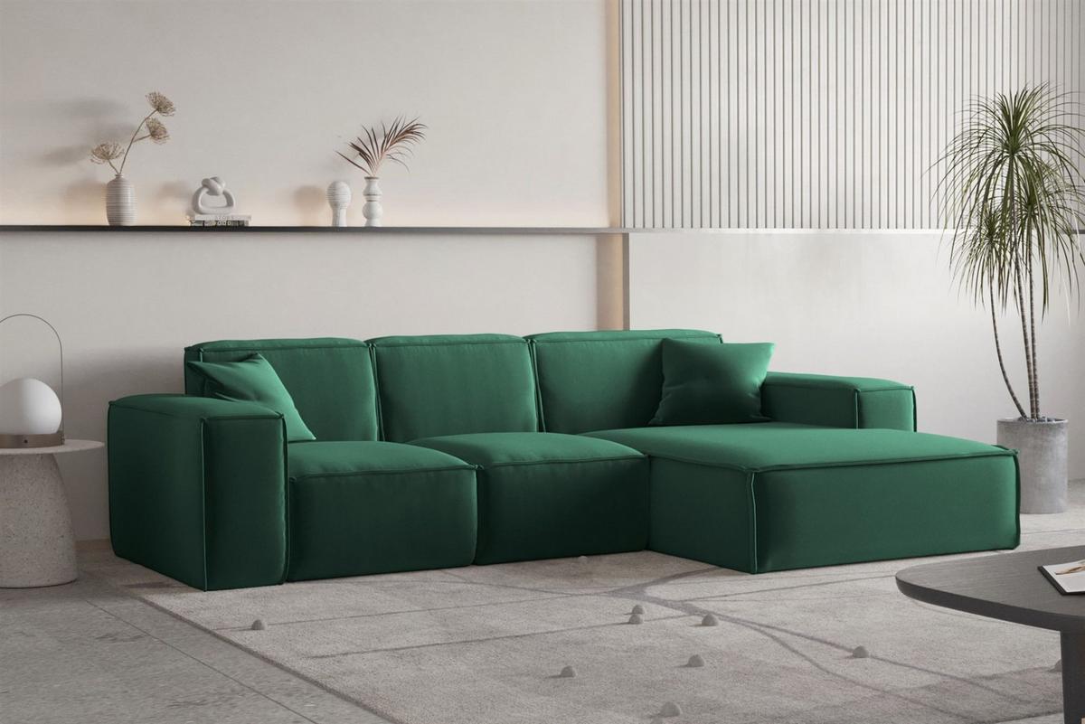 ECKSOFA Ottom Celes Premium Opera Velvet - Grün, Holzwerkstoff/Textil (266/165cm) - Fun Möbel