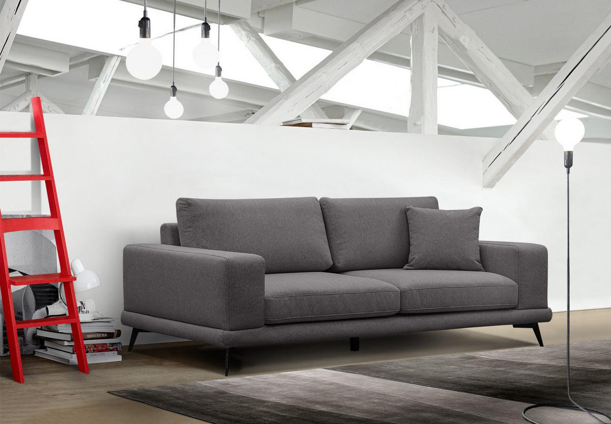 SOFA MEDIOLANE 3-Sitzer, graphitfarben - Graphitfarben, Holzwerkstoff/Textil (233/87/96cm) - Wozimo