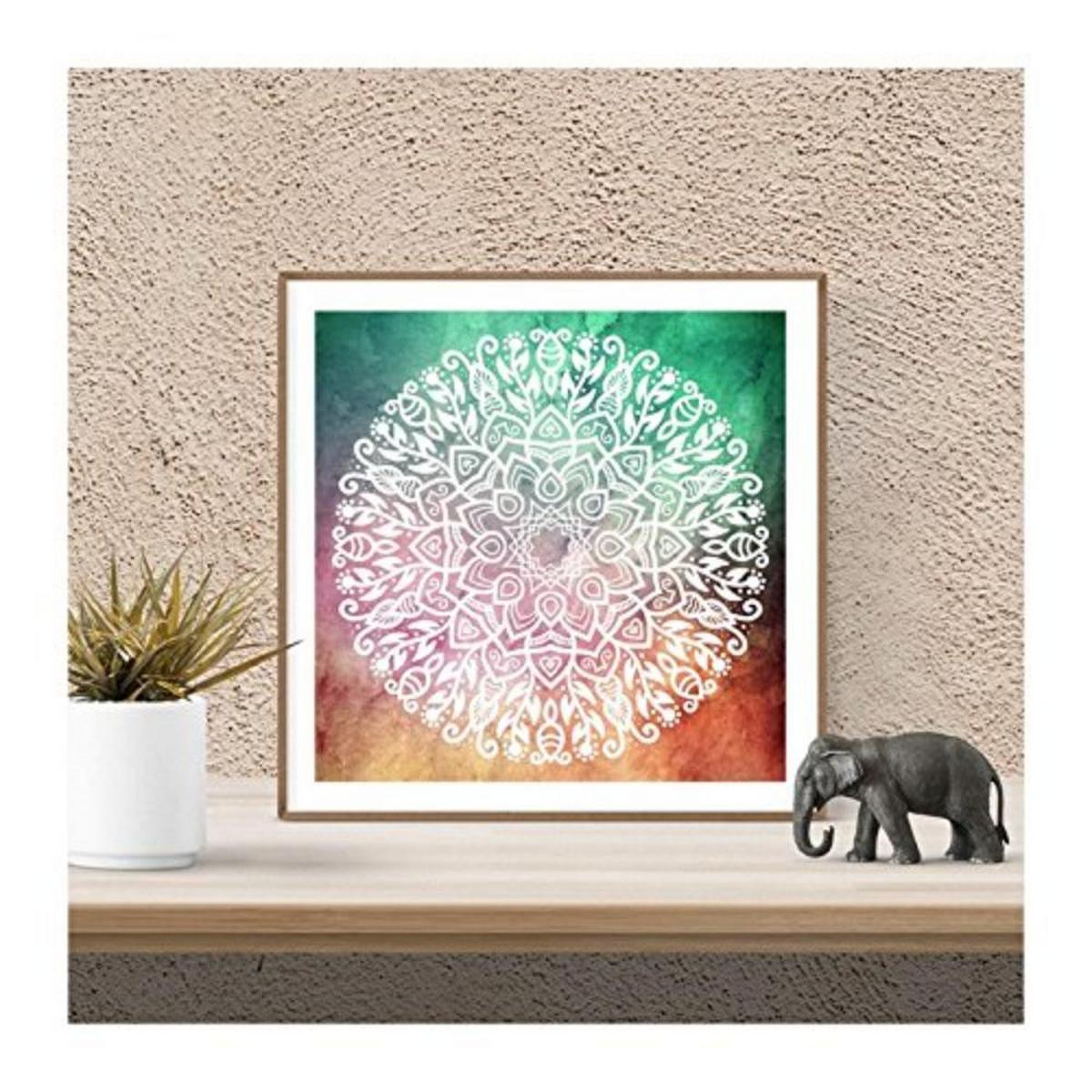 POSTER Set mit 4 Mandalas Wahrheit 20x20cm Schwarzer Rahmen - Schwarz, Papier (20/3cm) - Nacnic