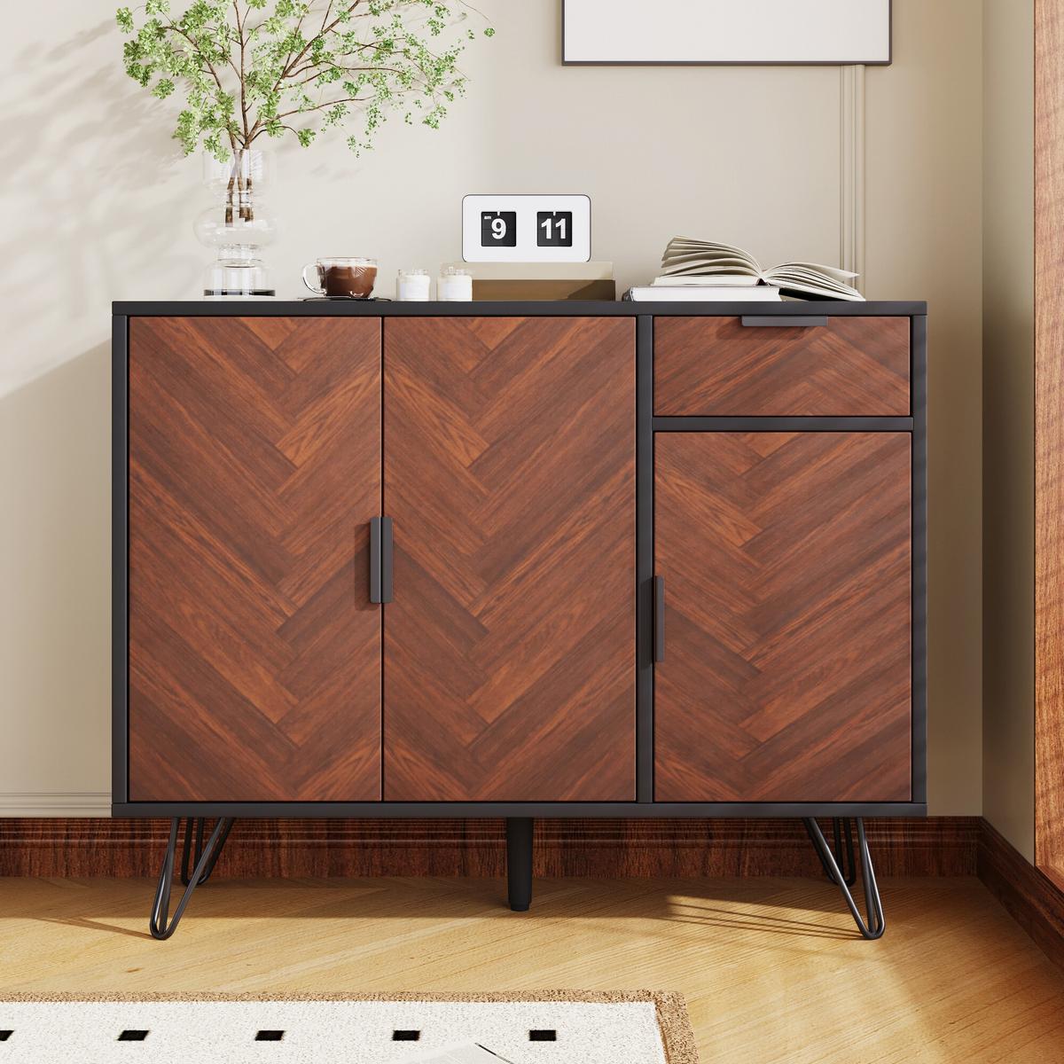 SIDEBOARD Schwarz 90/30/71,5 cm - Schwarz, Holzwerkstoff (90/72/30cm) - Urban Meuble