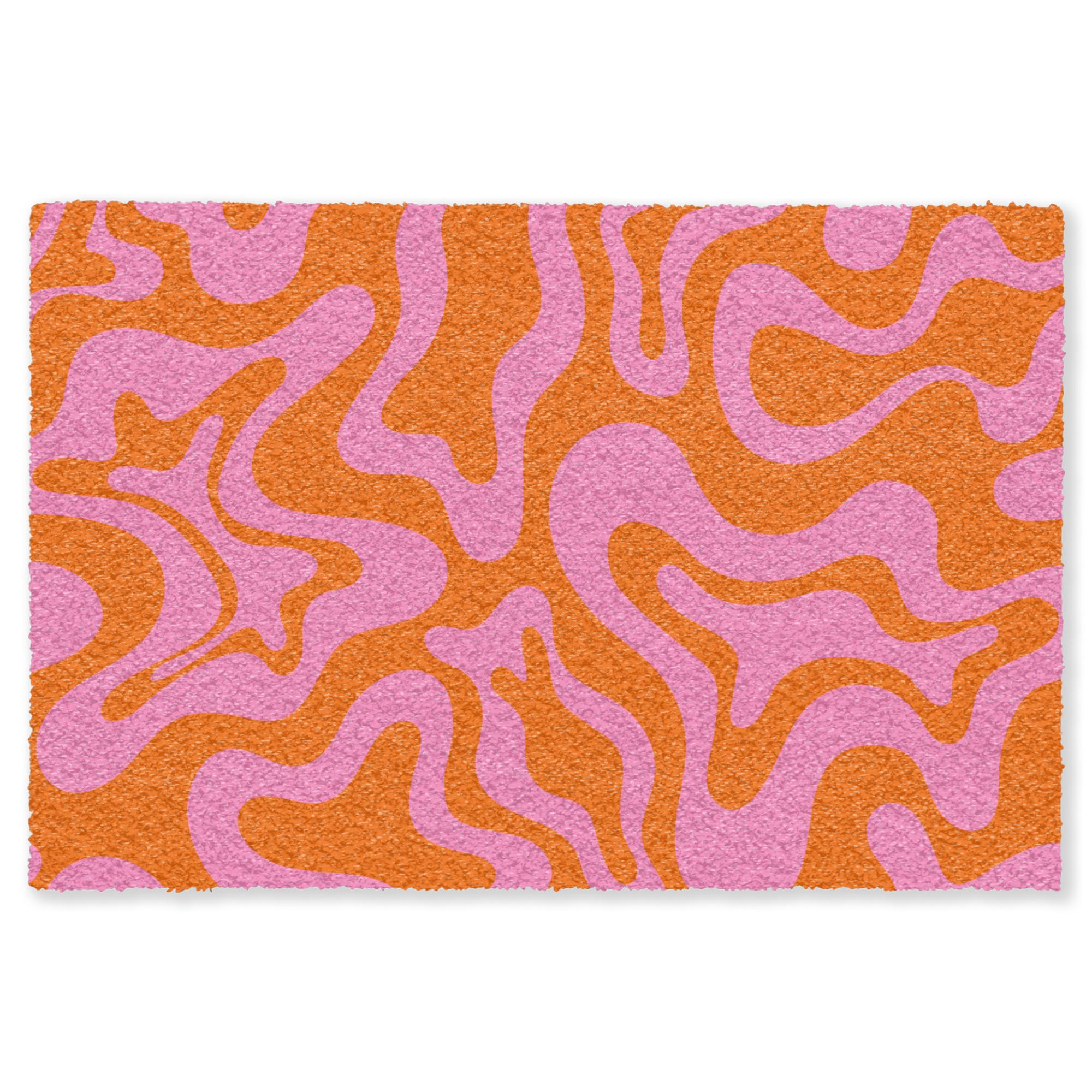 FUSSMATTE Muster - Rosa - Orange - Abstrakt - Modern Türmatte 90x60 cm - Pink, Kunststoff (90/0.4cm) - MuchoWow