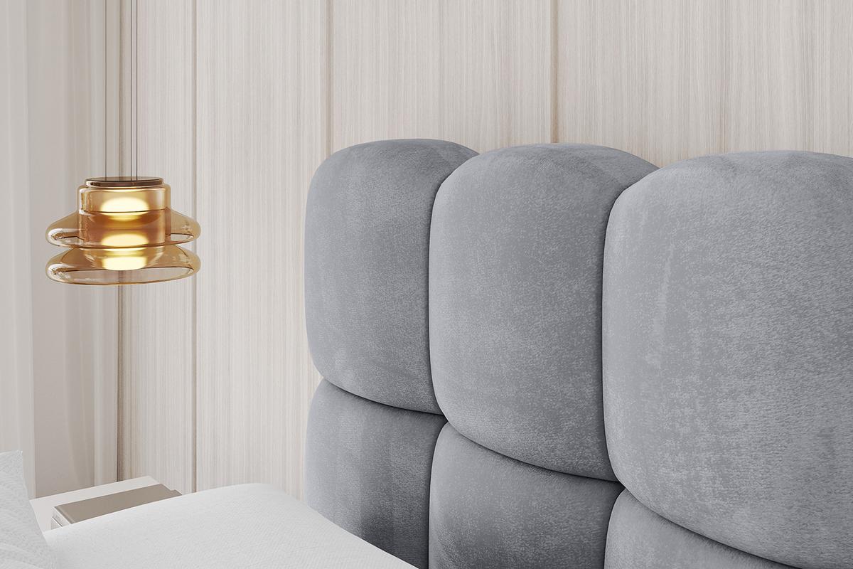 POLSTERBETT mit Bettkasten, Fußteil und Lattenrost, Bett mit Matratze H3/H4 - LEYA-Z 200x200 Hellgrau - Hellgrau, Holzwerkstoff/Textil (200/200cm) - ALTDECOR