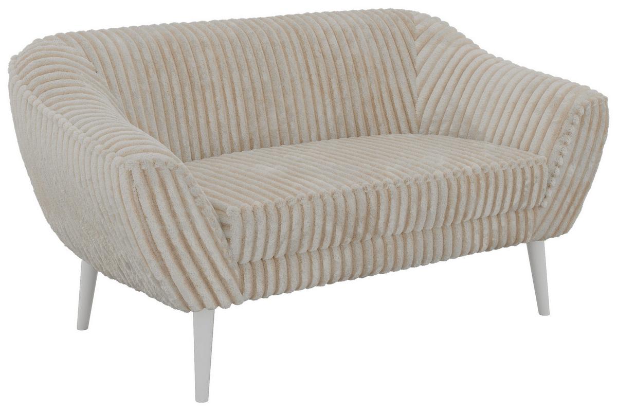 2-SITZER-SOFA PIRS - Beige Cord - Weiße Beine - Beige/Creme, Holzwerkstoff/Textil (140/75/74cm) - MKS