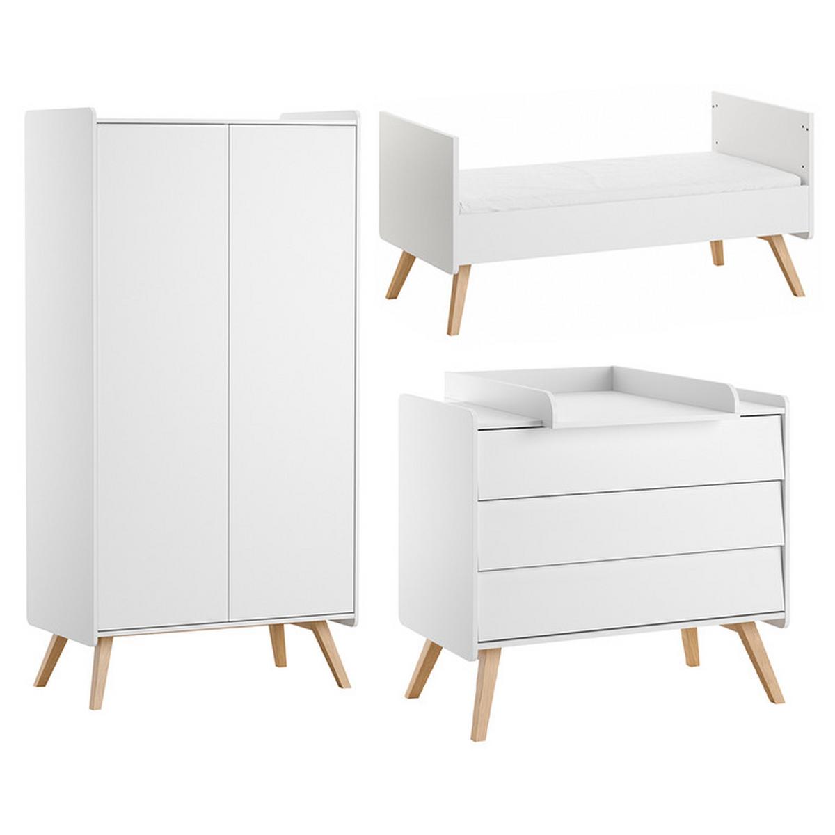 BABYZIMMER 3-teilig Vintage Weiß - Weiß, Holzwerkstoff (145/103/75cm) - Petits-meubles
