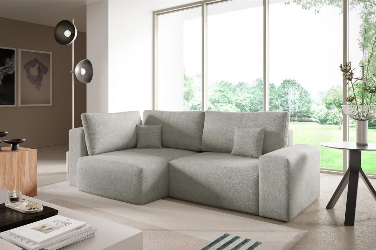 ECKSOFA Arona Mit Schlaffunktion - Hellgrau, Holzwerkstoff/Textil (148/253cm) - Fun Möbel