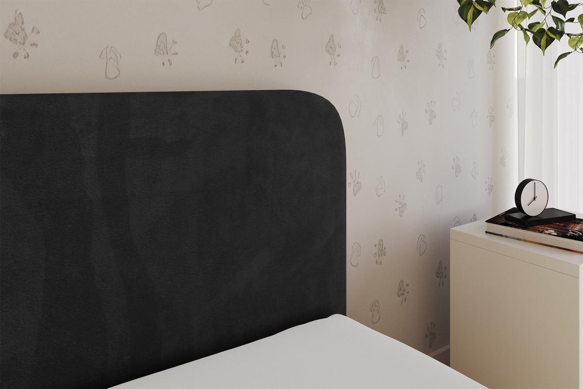 EINZELLBETT Jugendbett mit Bettkasten und Matratze H3/H4, Links - ELSY 80x200 Schwarz - Schwarz, Holzwerkstoff/Textil (80/200cm) - ALTDECOR