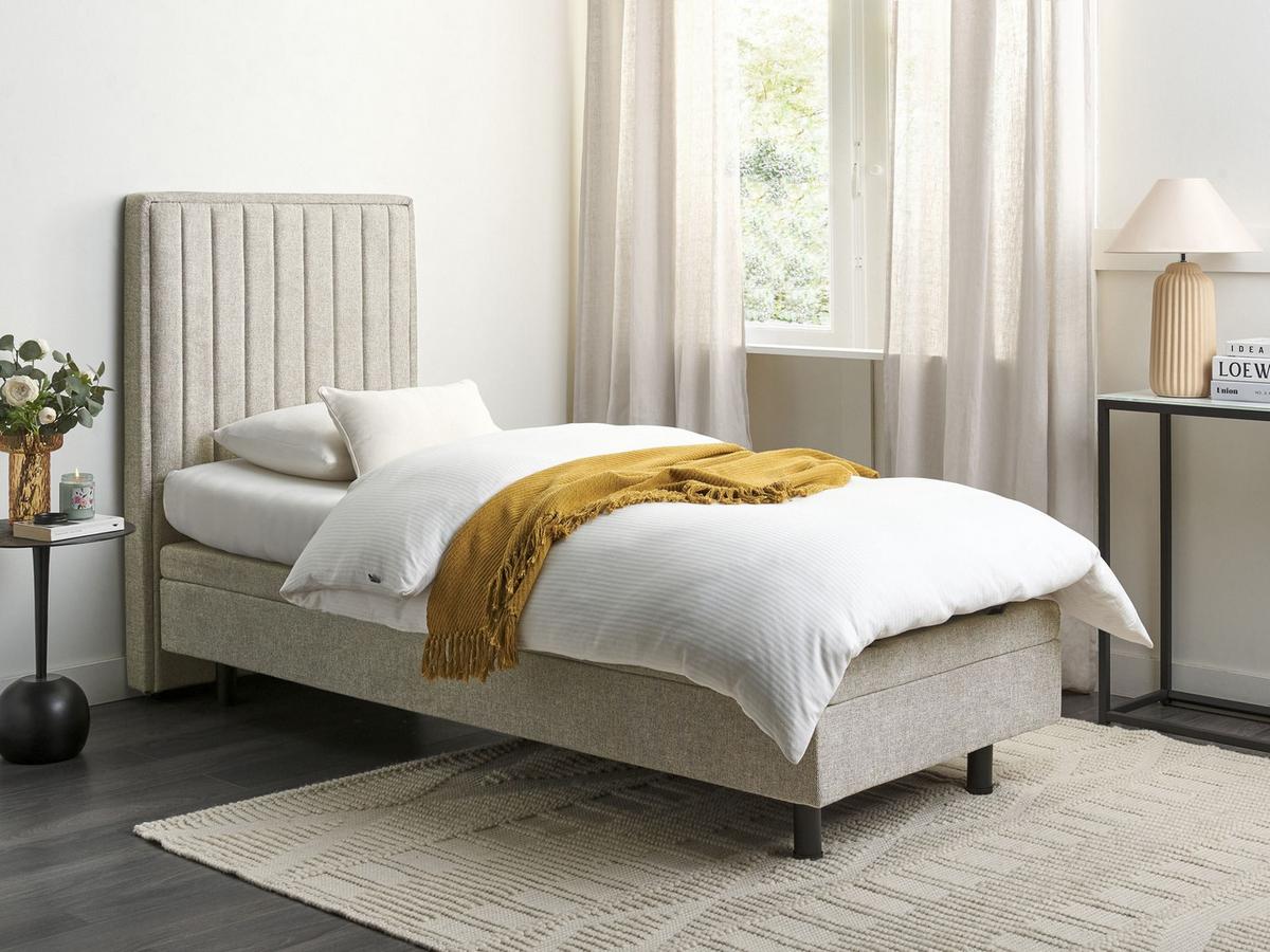 BETT verstellbar 90/200 cm Stoff Beige Castellan - Beige, Textil (90/200cm) - Beliani