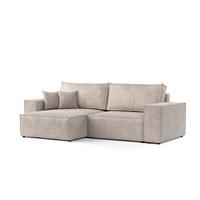 ECKSOFA CAVO mit Schlaffunktion Beige im Wind Stoff - Beige/Schwarz, Holz/Holzwerkstoff (255/148cm) - AltaBeds