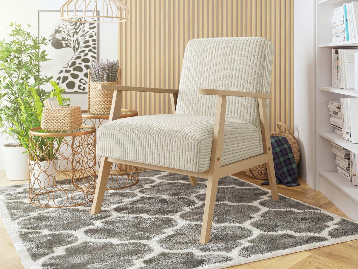 SESSEL Retro Cord - Braun/Naturfarben, Holz/Textil (59/76/67cm) - MIRJAN24