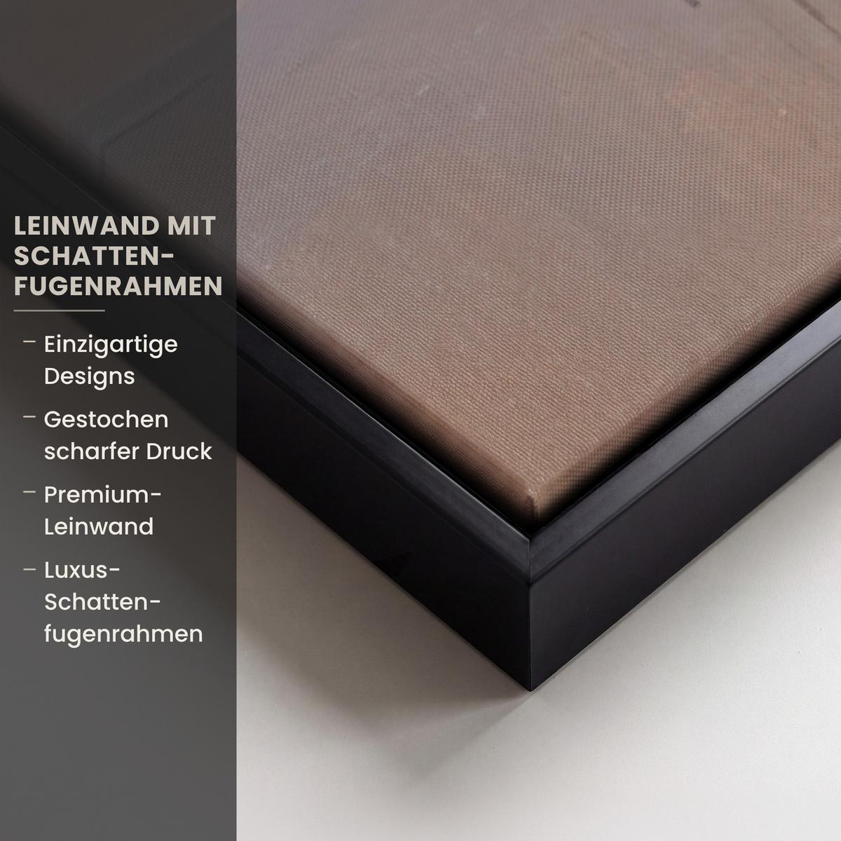 LEINWAND Bilder mit Rahmen - Gemälde - Welle - Jesus - Abstrakt - 120x80 - Goldfarben, Textil (120/80cm) - MuchoWow
