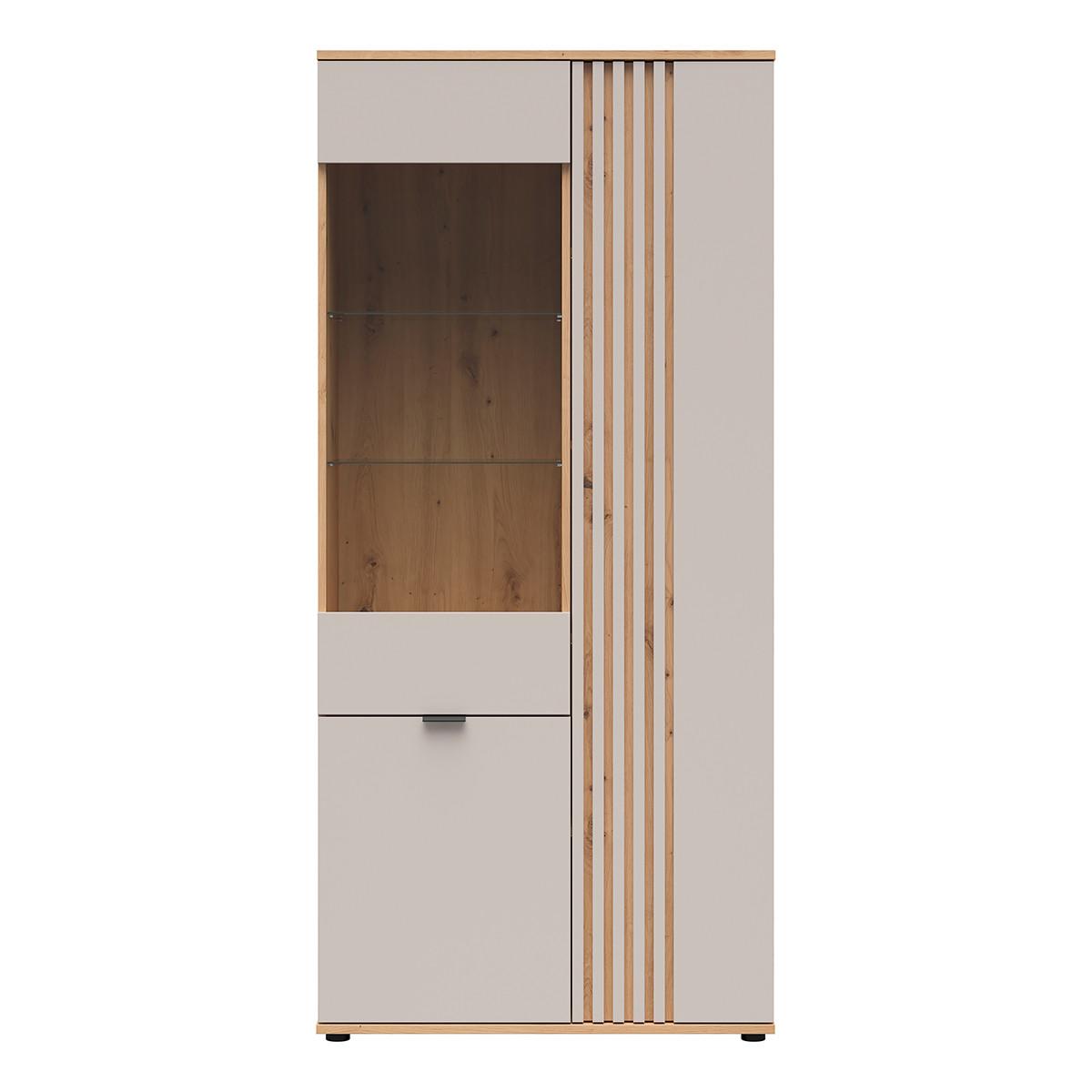 GESCHIRRSCHRANK Ezra Kaschmir und Holz - Beige, Holzwerkstoff (90.5/195.5/40cm) - Petits-meubles