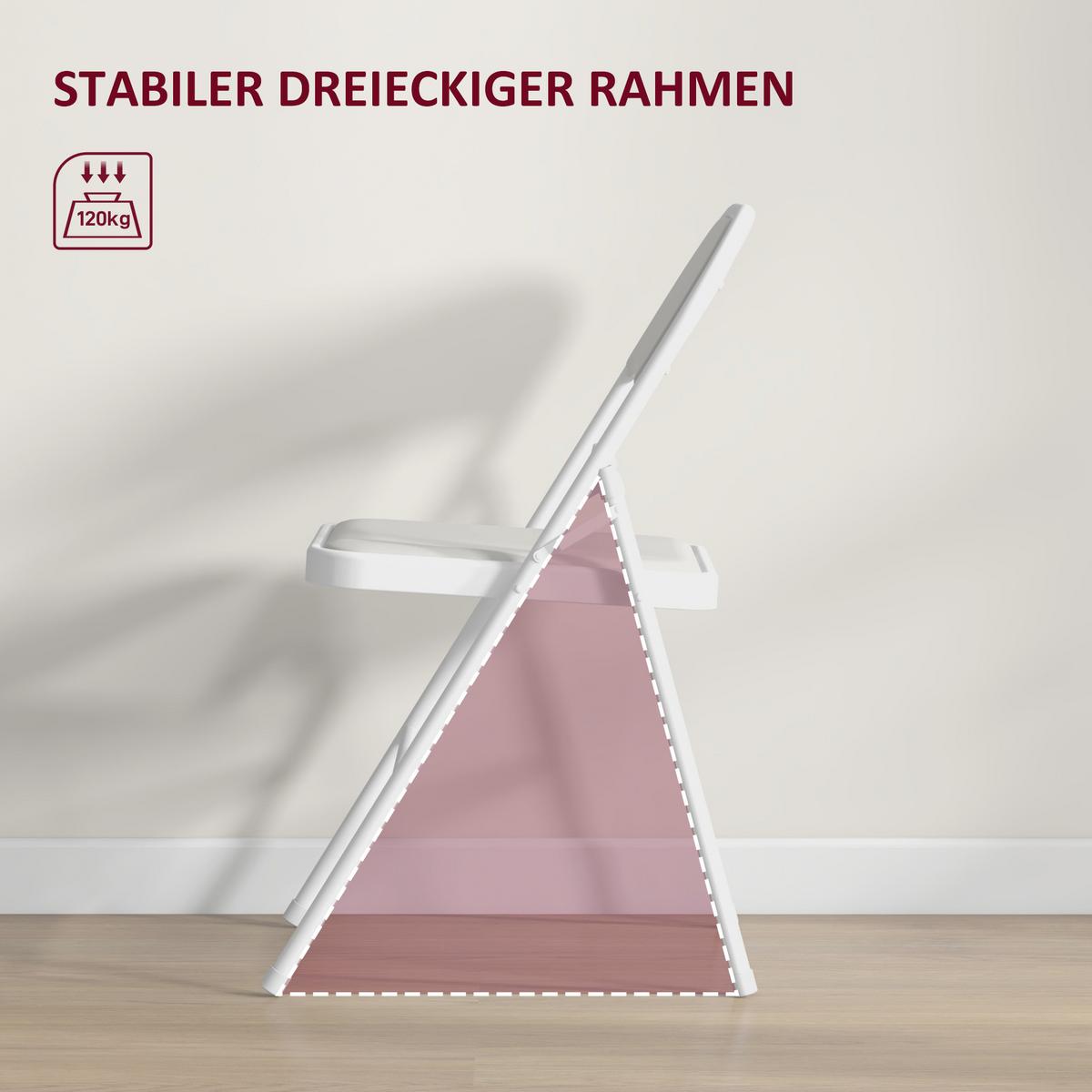 KLAPPSTUHL Klappbar Campingstuhl mit Gepolsteter Rückenlehne für Gäste, Weiß - Weiß, Metall (45/78/46cm) - HOMCOM