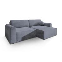 ECKSOFA FIANO M Grau Velours-Stoff mit Schlaffunktion - Grau, Holz/Kunststoff (245/148cm) - MASSENO