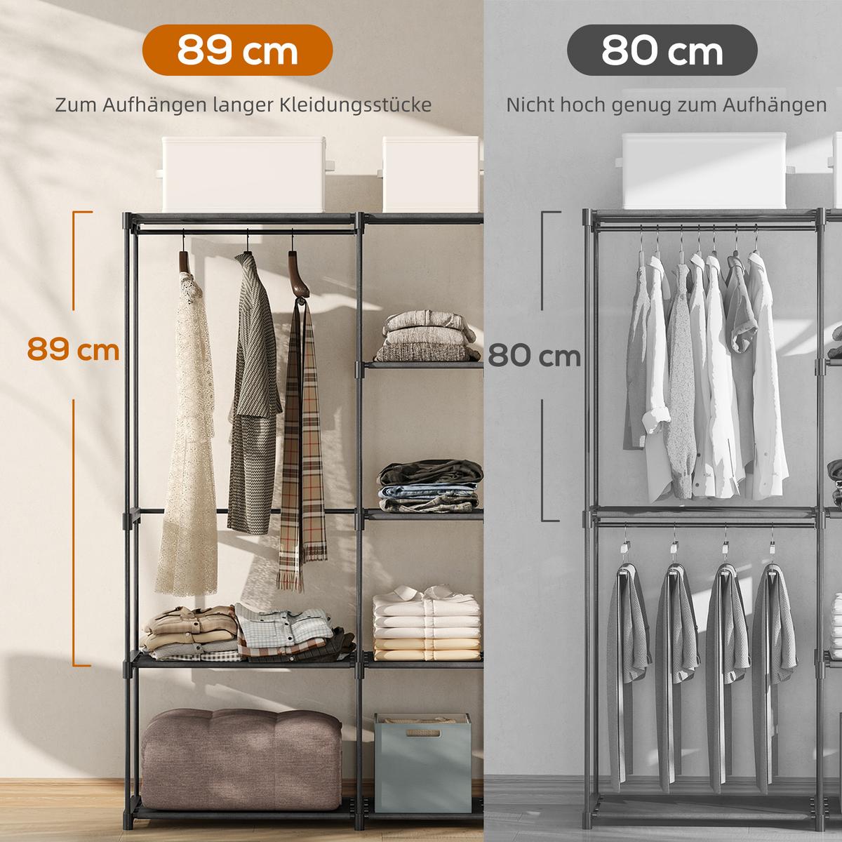 KLEIDERSCHRANK aus Vliesstoff Schwarz - Schwarz, Textil (43/185/182cm) - HOMCOM