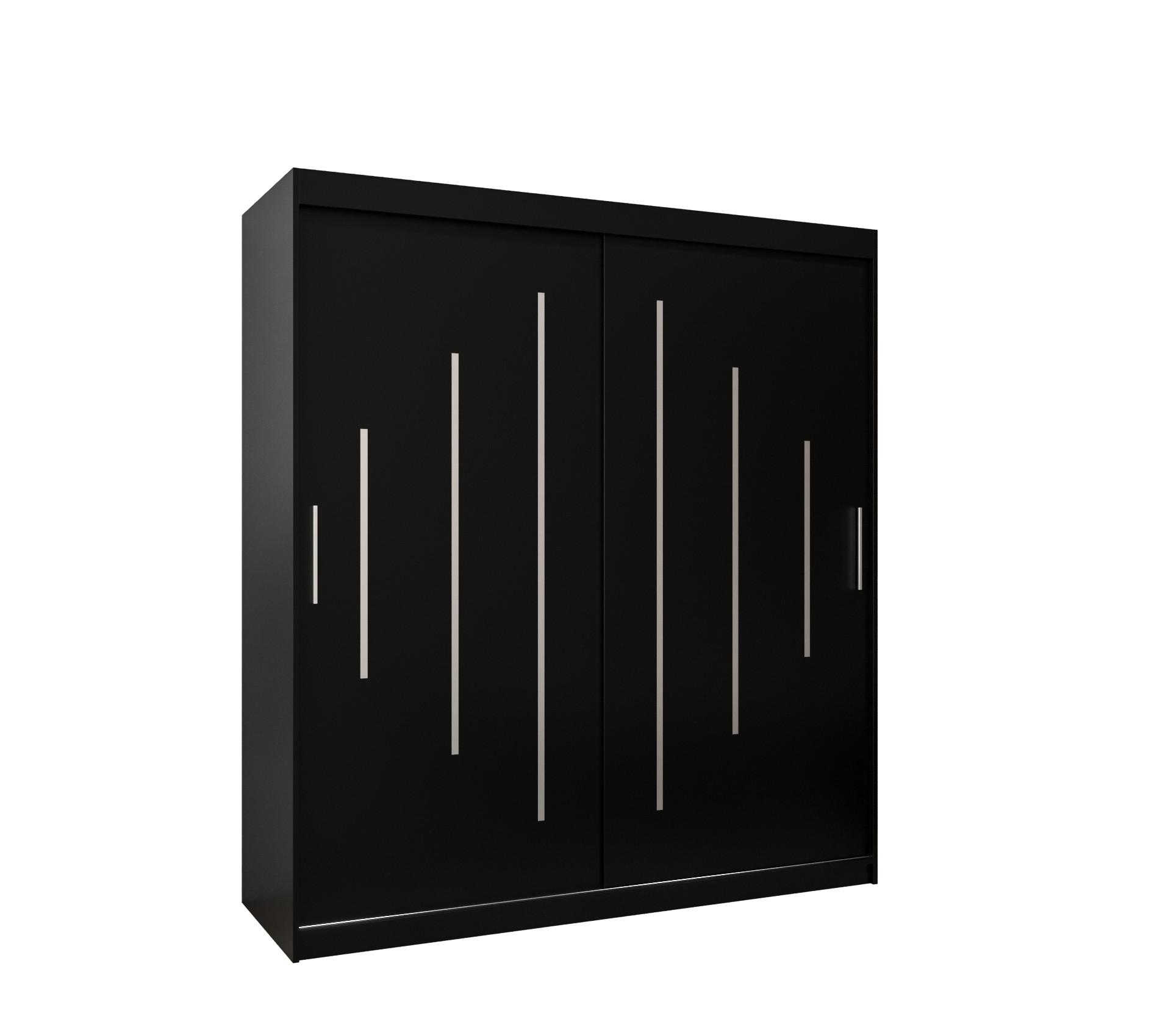 SCHWEBETÜRENSCHRANK 200/180/62 2-türig - Silberfarben/Schwarz, Holz/Kunststoff (180/200/62cm) - Abiks Möbel
