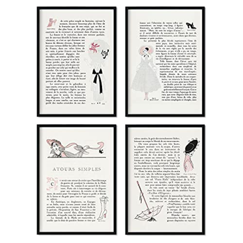 POSTER Set mit 4 Text 2 vom Künstler George Barbier A3 Schwarzer Rahmen - Schwarz, Papier (29.7/3cm) - Nacnic