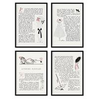 POSTER Set mit 4 Text 2 vom Künstler George Barbier A3 Schwarzer Rahmen - Schwarz, Papier (29.7/3cm) - Nacnic