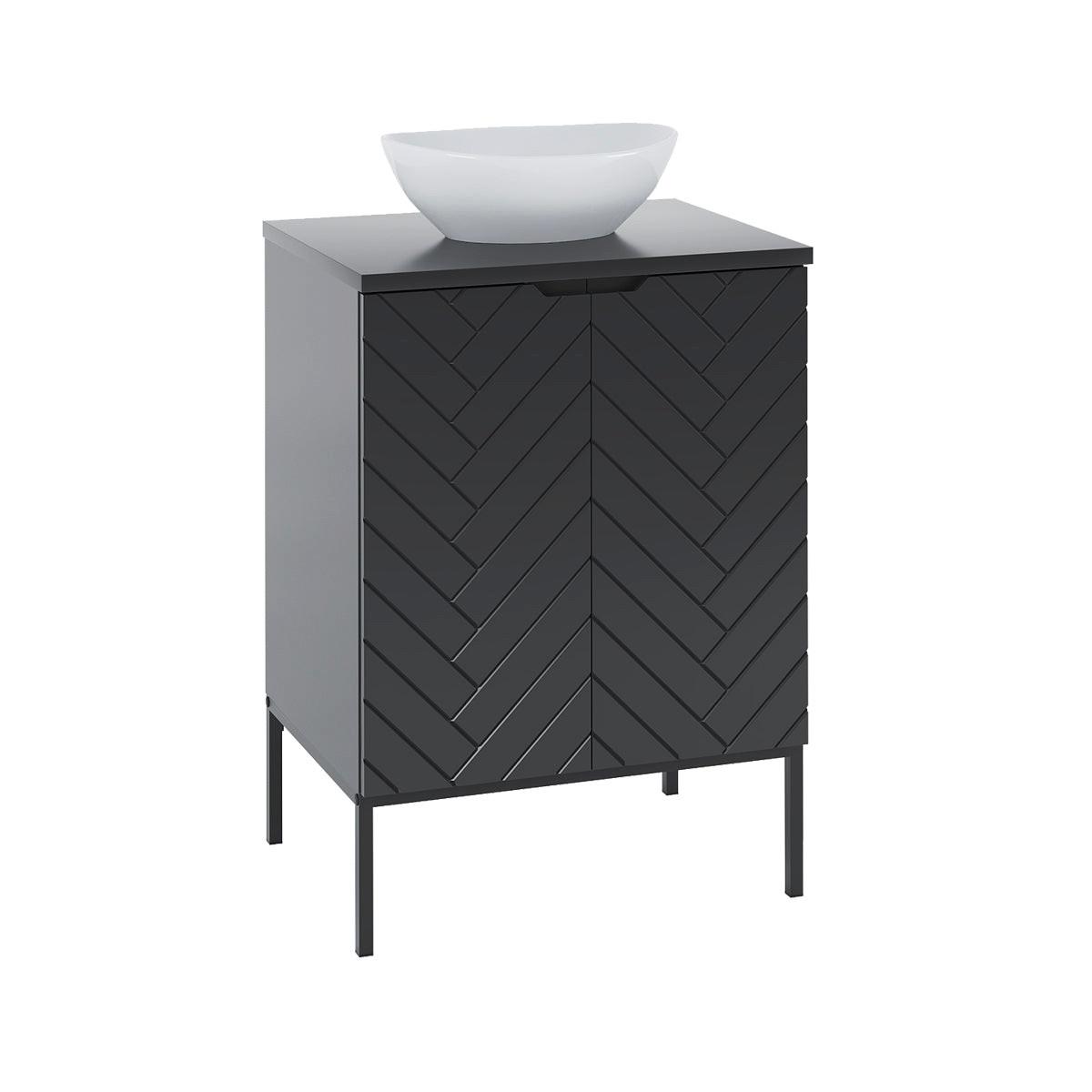 BADMÖBEL 60.6cm Daria 2er-Set Schwarz - Schwarz, Holzwerkstoff (60.6/84.2/45.8cm) - Petits-meubles