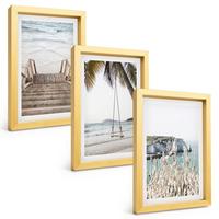 BILDER SET 3er Set - 20x30 cm Goldrahmen - Strandtreppe aus Holz, Schaukel - Goldfarben, Kunststoff (20/30cm) - TULUP