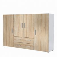HIGHBOARD Nora Front in Eiche Sägerau - Eiche San Remo, Holzwerkstoff (166/106/35cm) - Vladon
