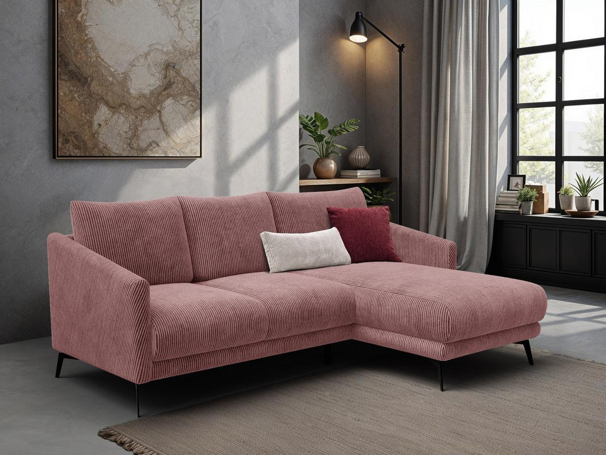 ECKSOFA VILT 3-Sitzer, altrosa - Altrosa/Schwarz, Holzwerkstoff/Textil (221/156cm) - Wozimo