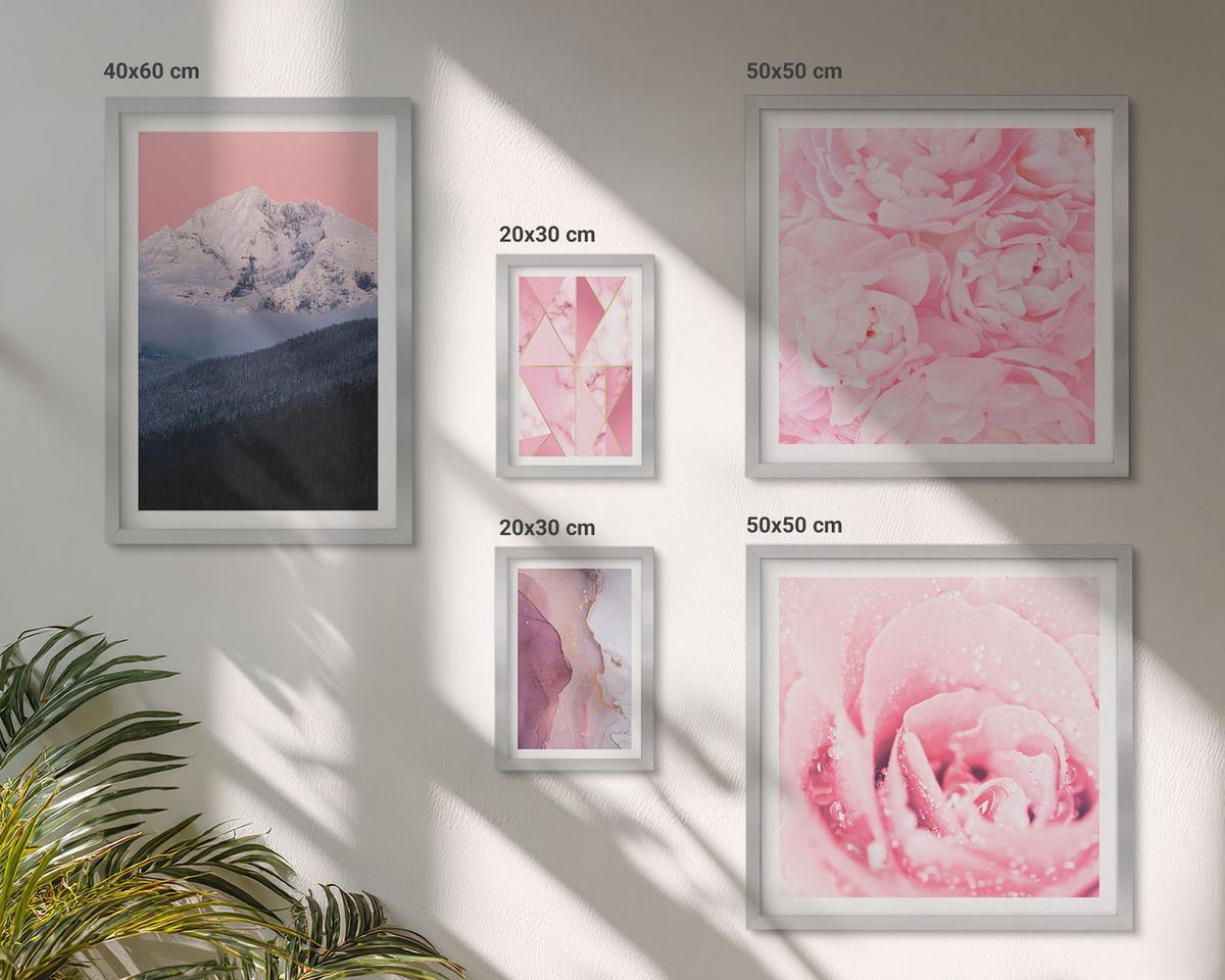 BILDER SET 5er Set - 50x50 cm & 20x30 cm & 40x60 cm Silberner Rahmen - Abstraktionen dekorativer Malerei - Silberfarben, Kunststoff (40/60cm) - TULUP