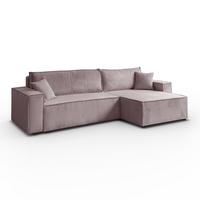 ECKSOFA Gepolstertes CARLO XL Cord mit Schlaffunktion und Bettkasten, Poso 27 - Rosa, Textil (277/143cm) - Lookway