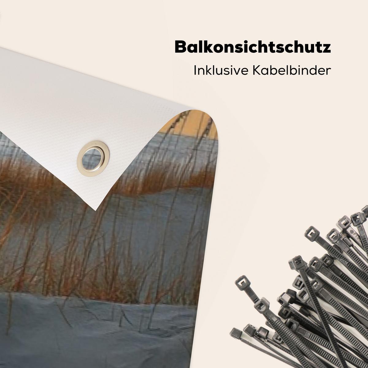 BALKON-SICHTSCHUTZ Strand - Dünen - Sonnenuntergang Witterungsbeständig 300x75 cm - Sandfarben, Kunststoff (300/75cm) - MuchoWow