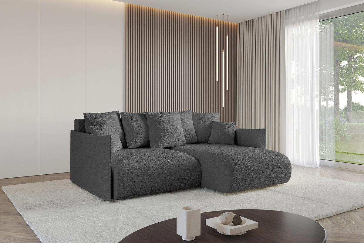 ECKSOFA Ottomane rechts ONESK-L 216x177x72 Grau Bouclé - Platinfarben/Grau, Holzwerkstoff/Kunststoff (177/216cm) - ALTDECOR