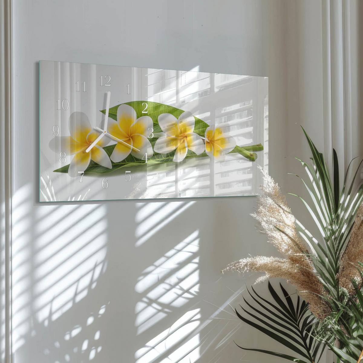 WANDUHR aus Glas 60x30 cm - Blumen - Gelb, Glas (60/30/0.4cm) - TULUP