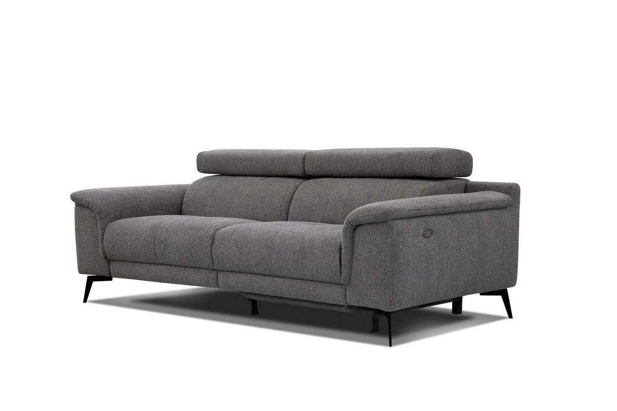 RELAXSOFA FIERO 3-Sitzer mit 1 Relaxfunktion, dunkelgrau - Dunkelgrau/Schwarz, Holzwerkstoff/Textil (212/82/103cm) - Wozimo